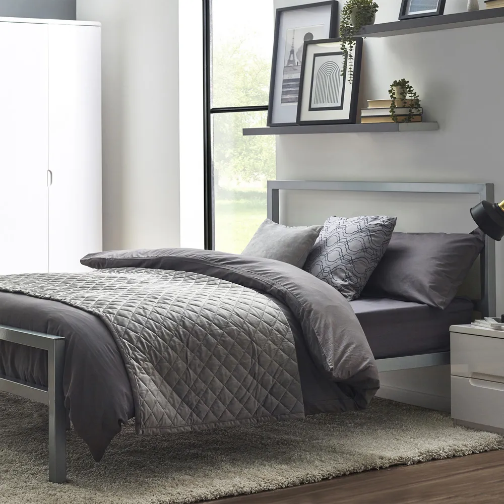 Soto Single Metal Bed Frame - Silver