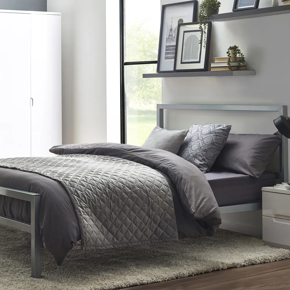 Soto Small Double Metal Bed - Silver image