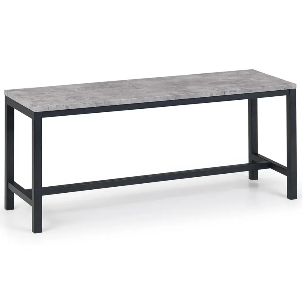 Staten 2-Seater Dining Bench - Black, Concrete Effect