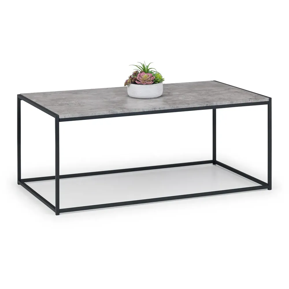 Staten Coffee Table - Black, Concrete Effect