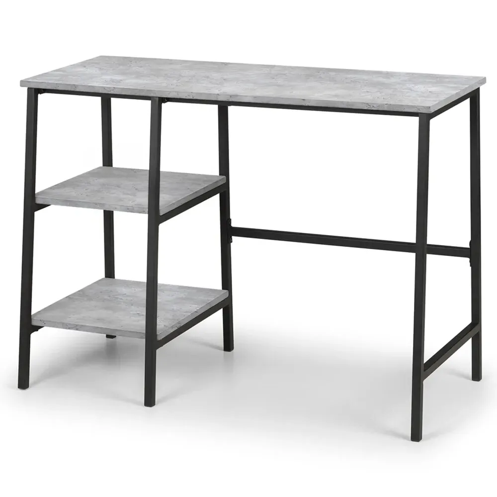 Staten Desk - Black, Concrete Effect