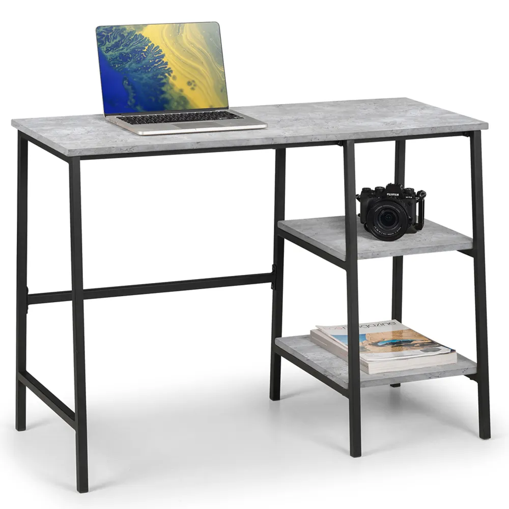 Staten Desk - Black, Concrete Effect