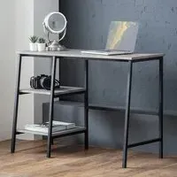 Staten Desk - Black, Concrete Effect