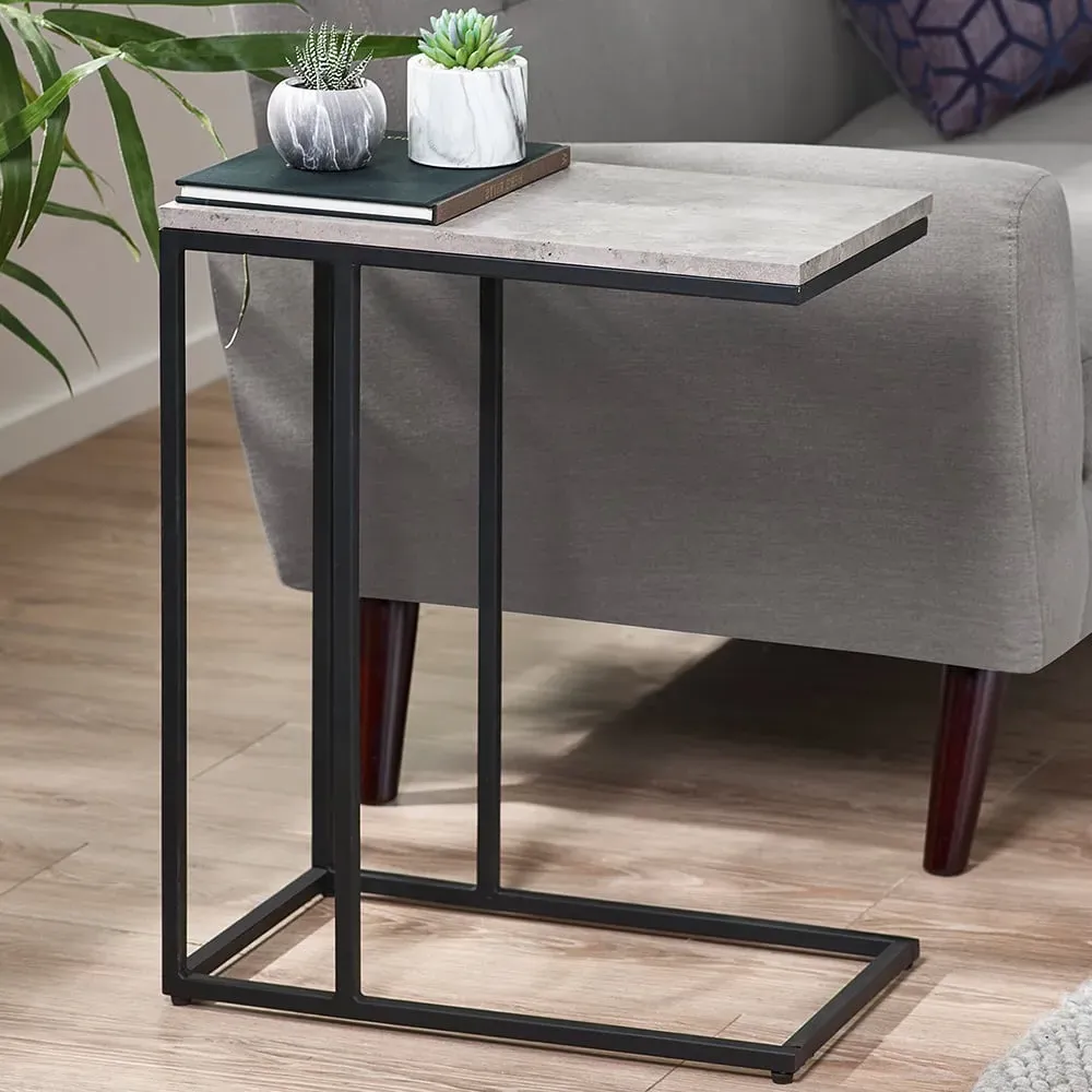 Staten Drinks Table - Black, Concrete Effect image