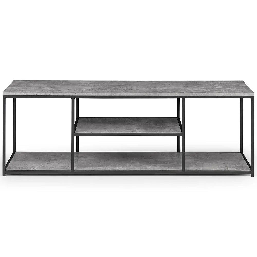 Staten Single Shelf TV Unit - Black, Concrete Effect