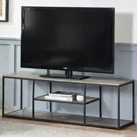 Staten Single Shelf TV Unit - Black, Concrete Effect