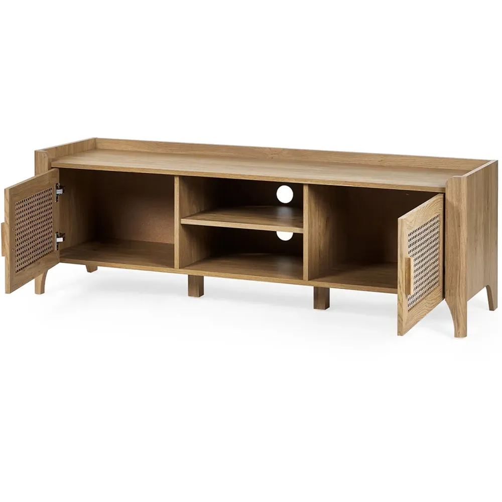 Sydney 2 Door Media Unit with Rattan Effect - Oak