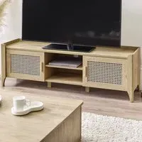 Sydney 2 Door Media Unit with Rattan Effect - Oak