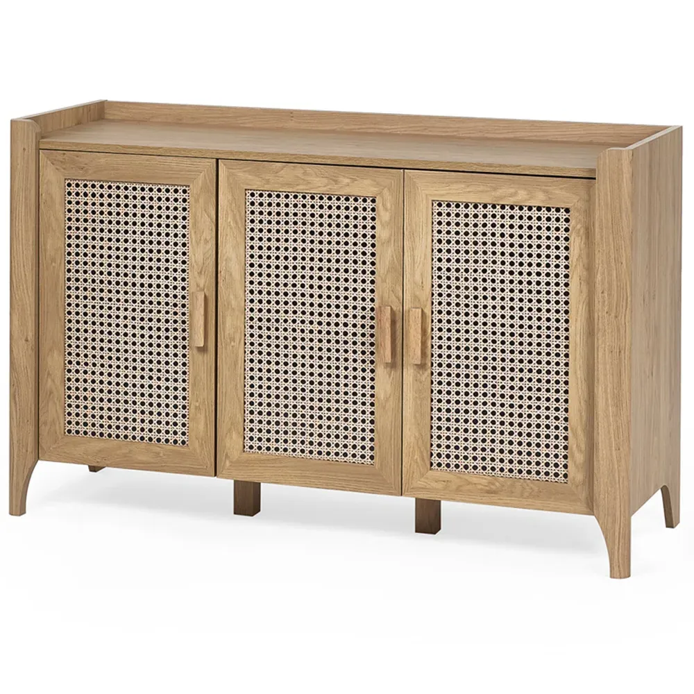 Sydney 3 Door Sideboard with Rattan Effect - Oak