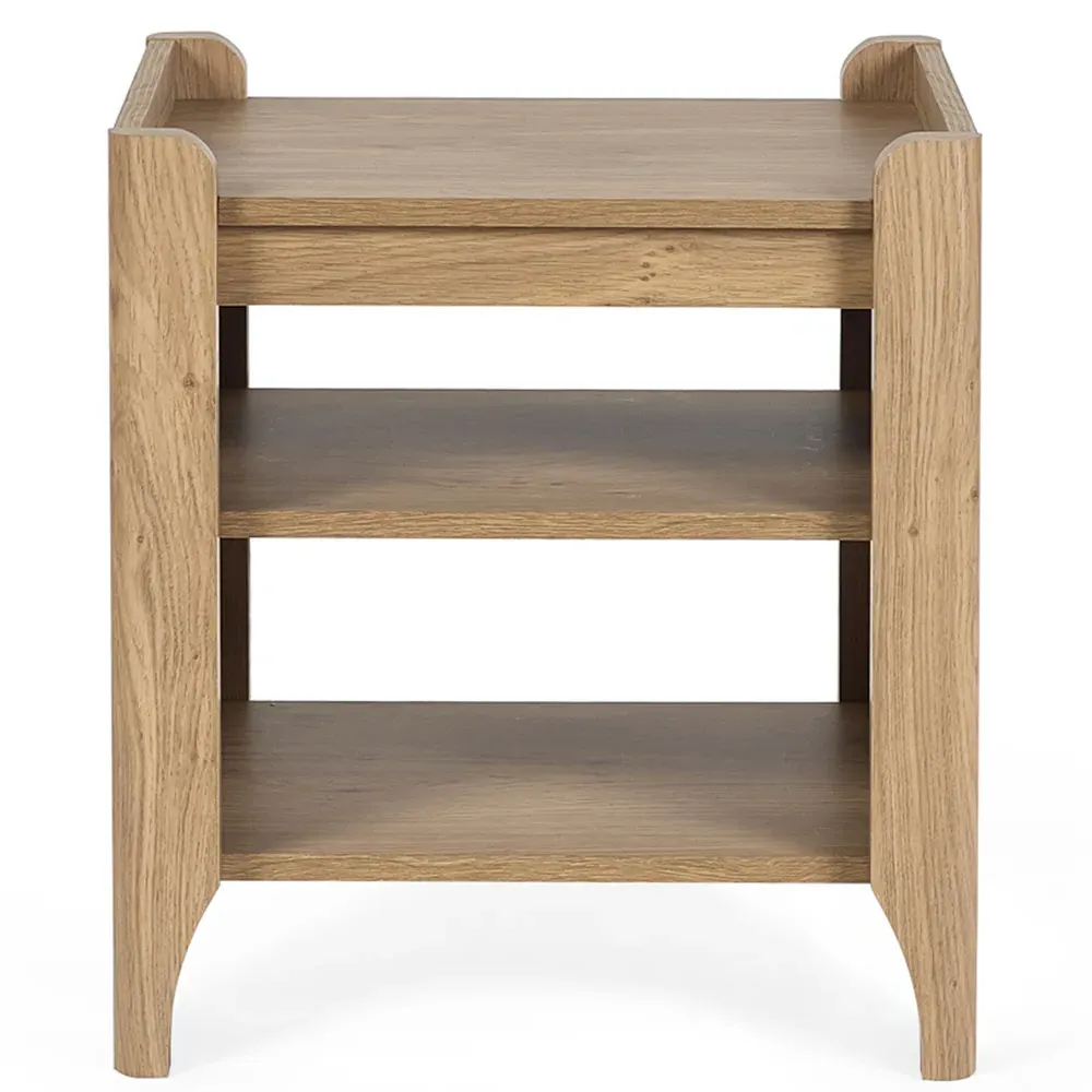 Sydney Lamp Table with Shelf - Oak, Rattan Effect