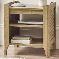 Sydney Lamp Table with Shelf - Oak, Rattan Effect