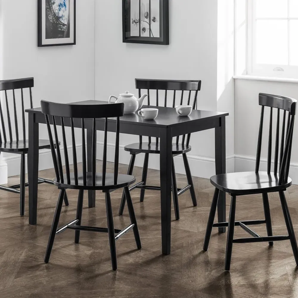 Torino Set of 4 Dining Chairs - Black, Hardwood