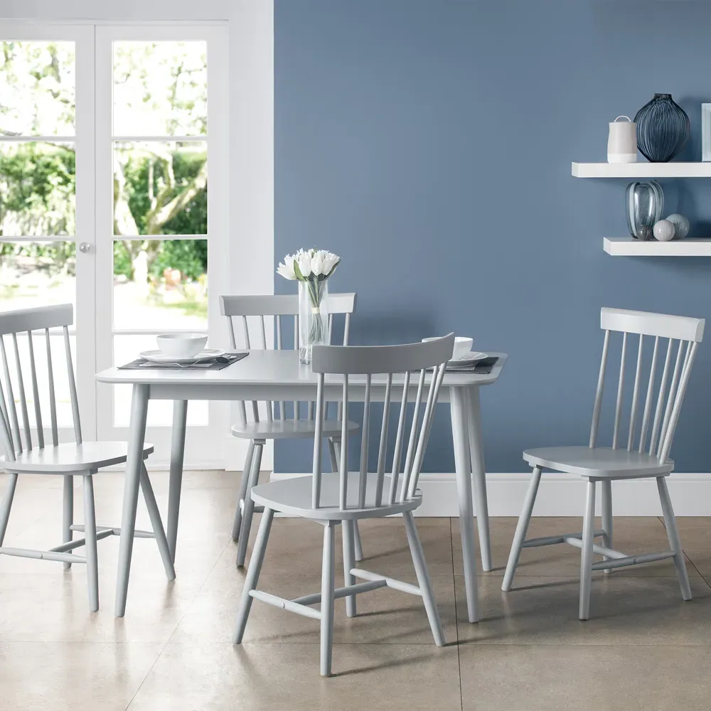 Torino Set of 4 Dining Chairs - Grey, Hardwood