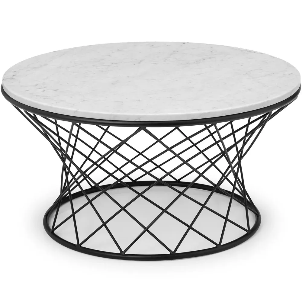 Trevi Round Wire Coffee Table - White, Marble