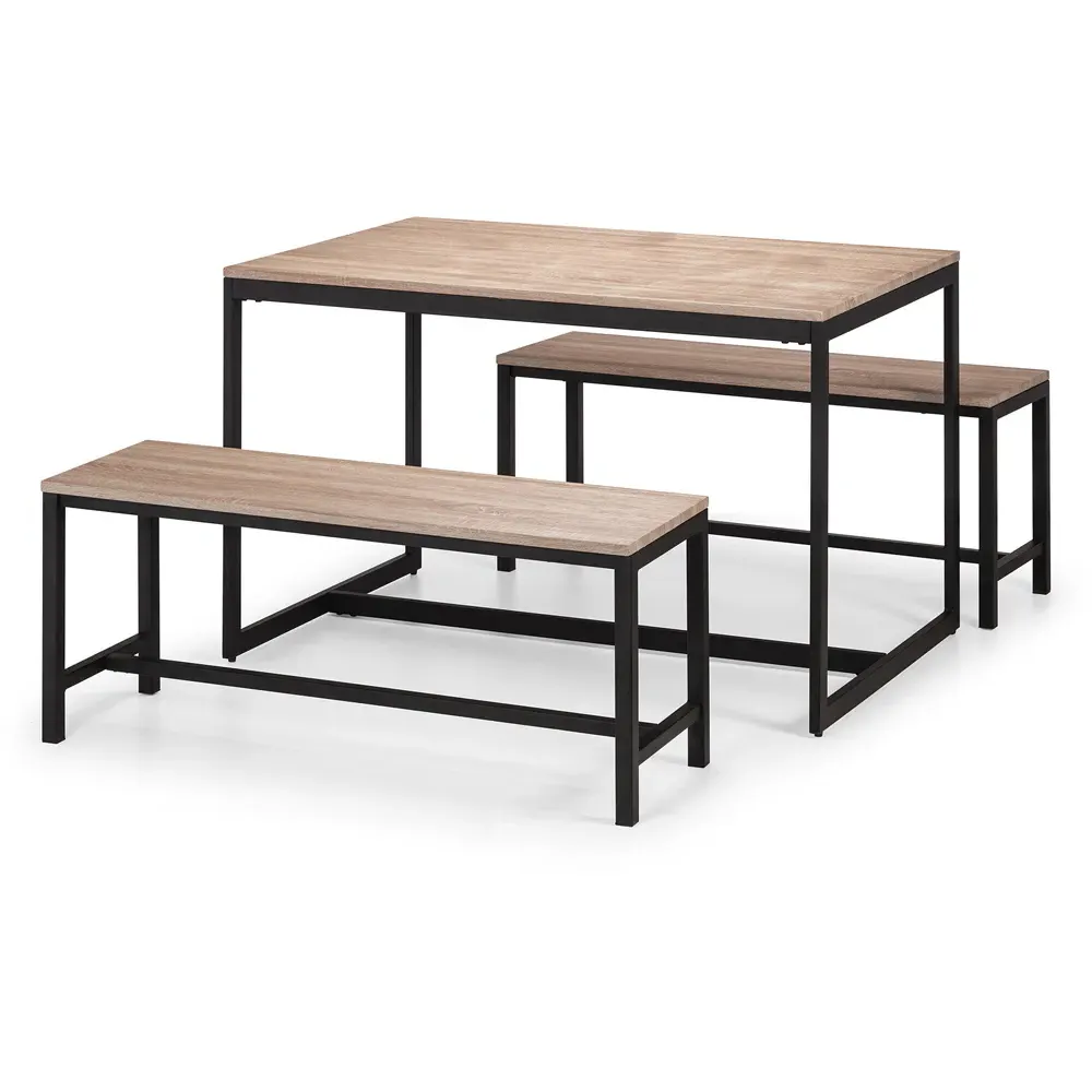 Tribeca 2-Seater Dining Bench - Black, Sonoma Oak