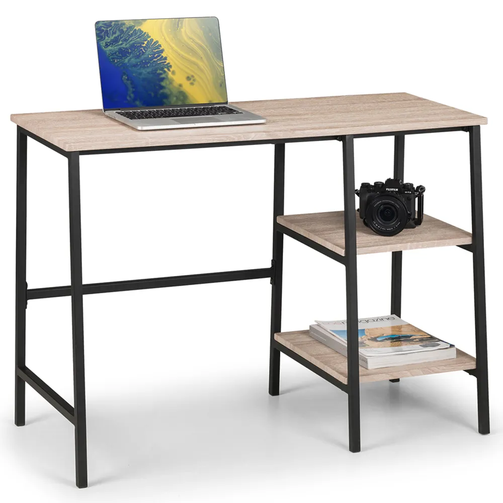 Tribeca 2 Shelf Desk - Sonoma Oak, Metal