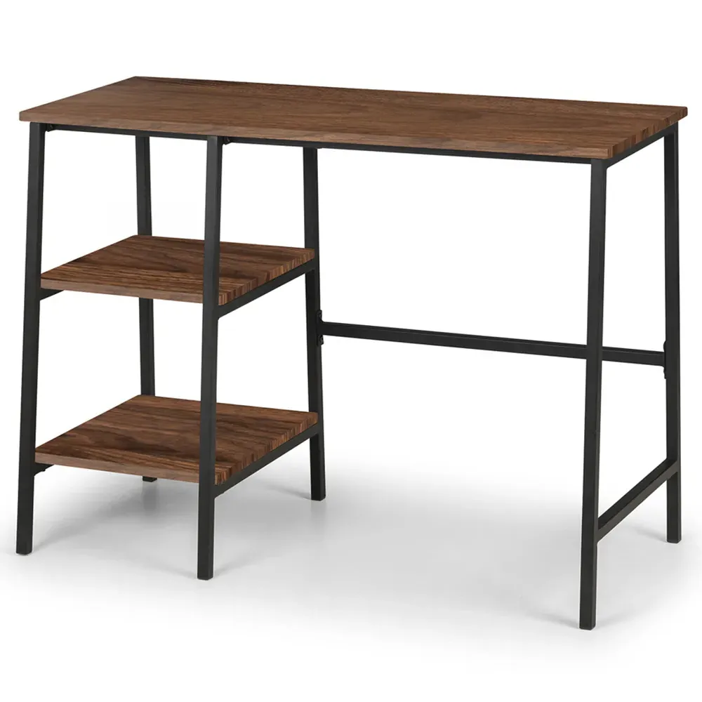 Tribeca Desk with 2 Shelves - Black, Walnut