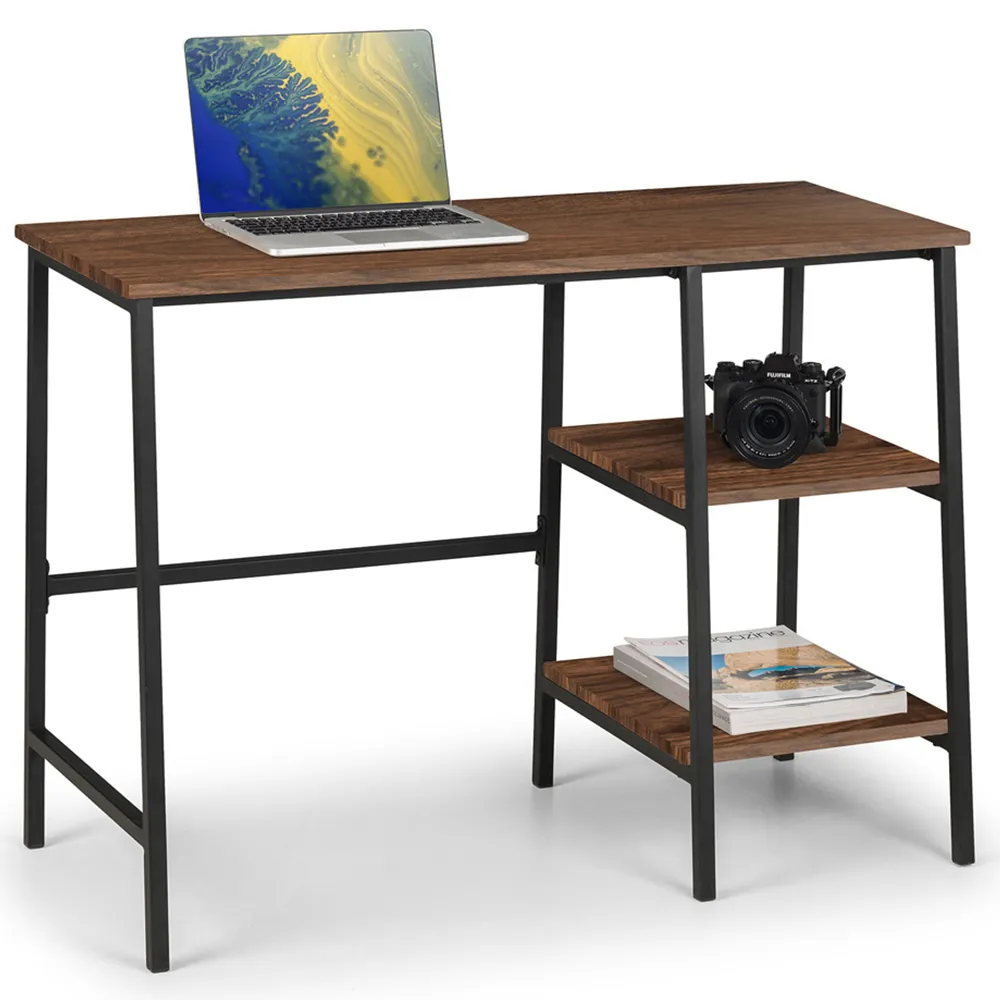 Tribeca Desk with 2 Shelves - Black, Walnut