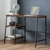 Tribeca Desk with 2 Shelves - Black, Walnut