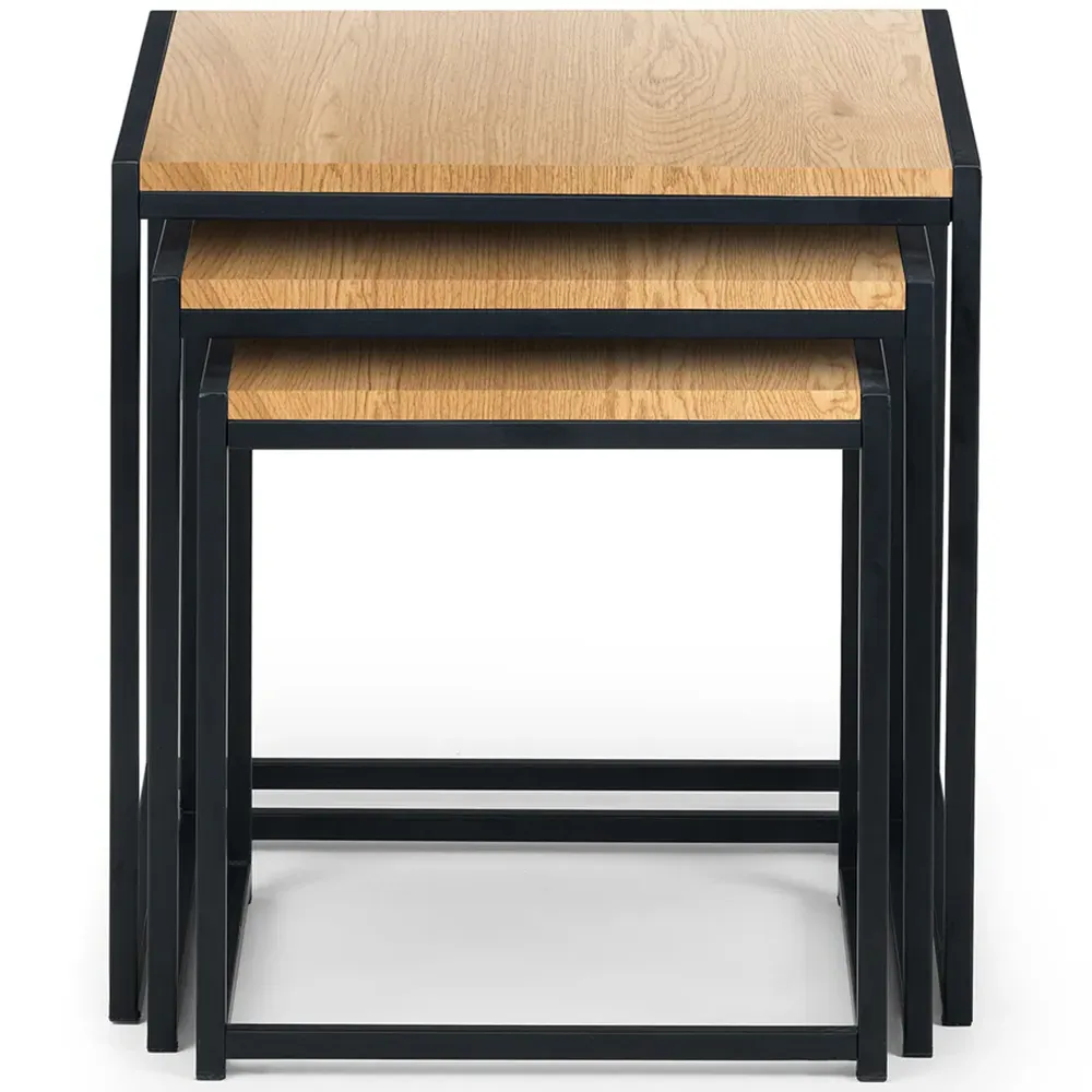 Tribeca Nest of Tables Set of 3 - Black, Euro Oak
