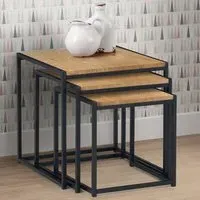 Tribeca Nest of Tables Set of 3 - Black, Euro Oak