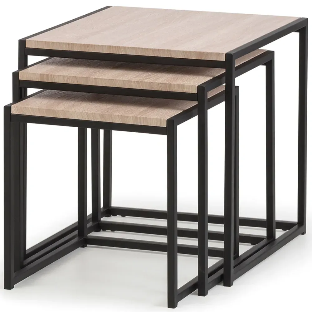 Tribeca Nest of Tables Set of 3 - Black, Sonoma Oak