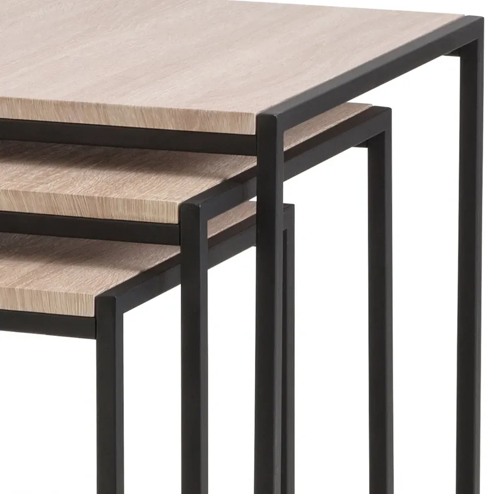 Tribeca Nest of Tables Set of 3 - Black, Sonoma Oak