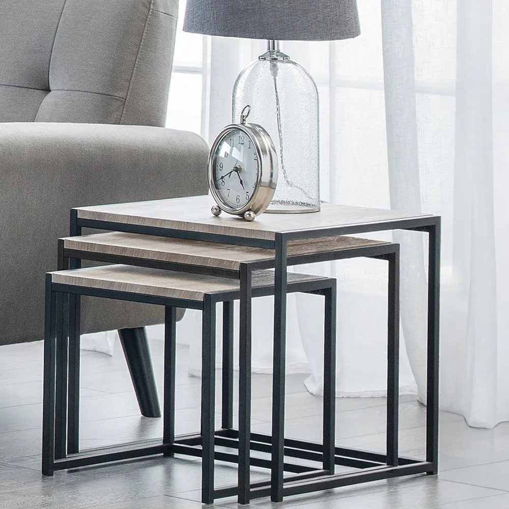 Tribeca Nest of Tables Set of 3 - Black, Sonoma Oak image