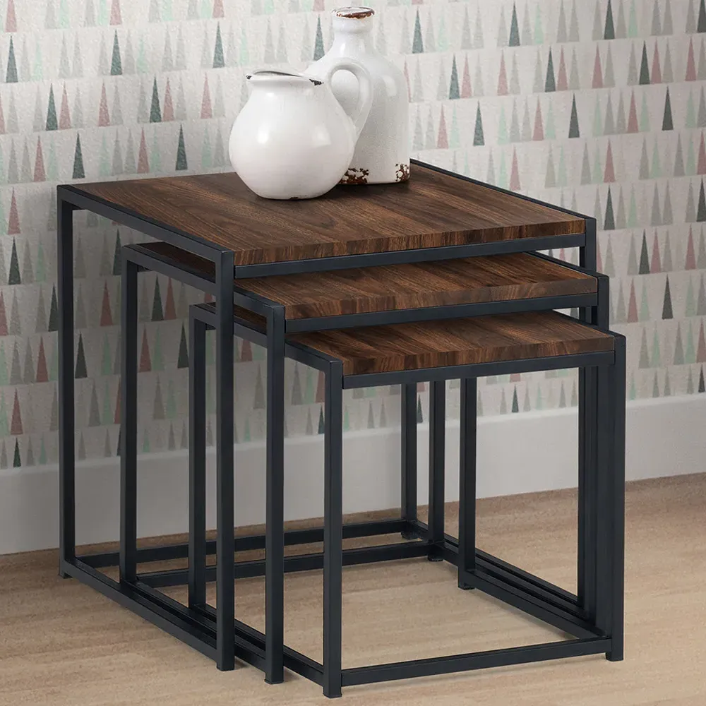 Tribeca Nest of Tables Set of 3 - Black, Walnut
