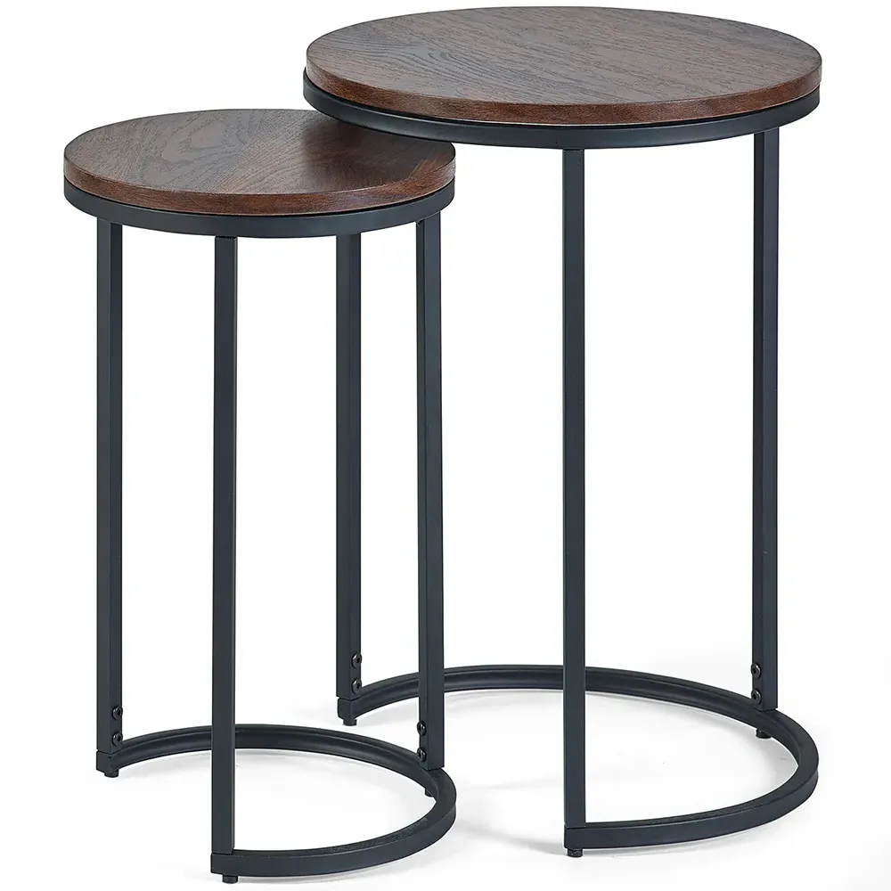 Tribeca Round Nest of Tables Set of 2 - Walnut