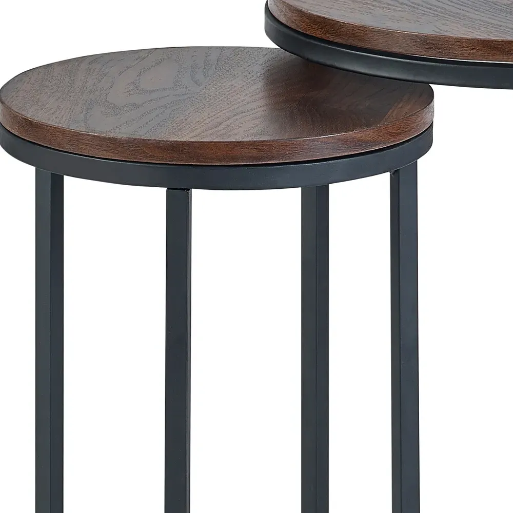 Tribeca Round Nest of Tables Set of 2 - Walnut