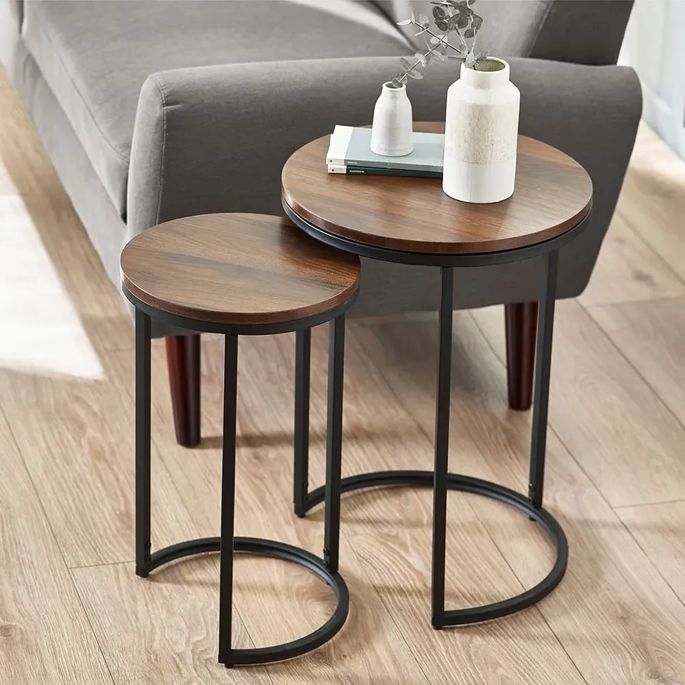 Tribeca Round Nest of Tables Set of 2 - Walnut image