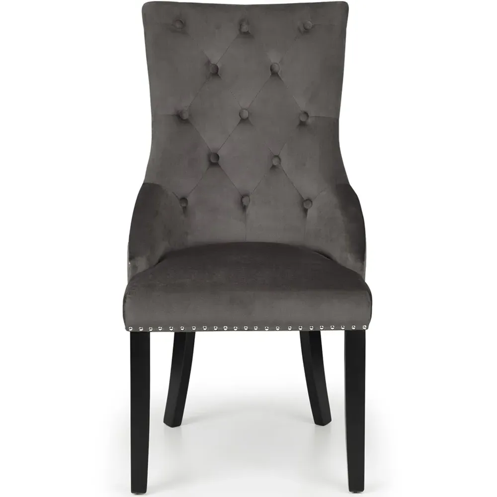 Veneto Set of 2 Knockerback Chairs - Grey, Velvet