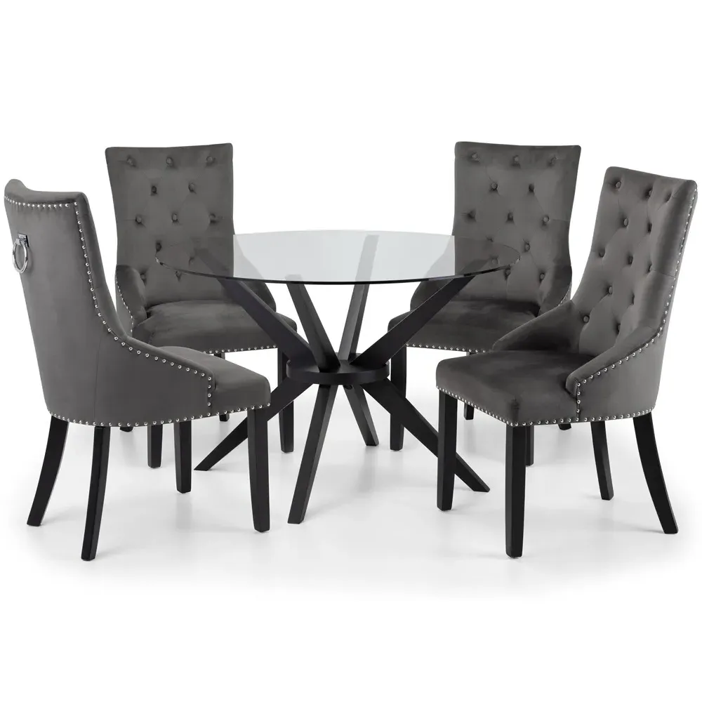 Veneto Set of 2 Knockerback Chairs - Grey, Velvet