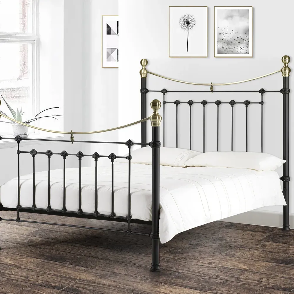 Victoria King Size Bed Frame - Black, Steel
