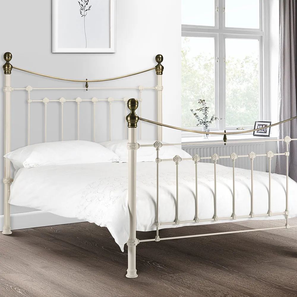 Victoria King Size Bed Frame - White, Steel