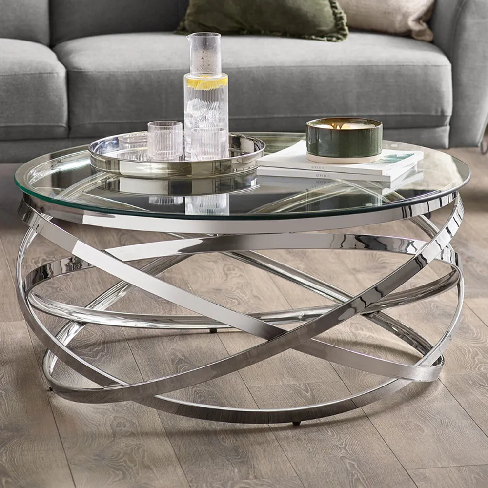 Vienna Round Coffee Table - Silver, Chrome image