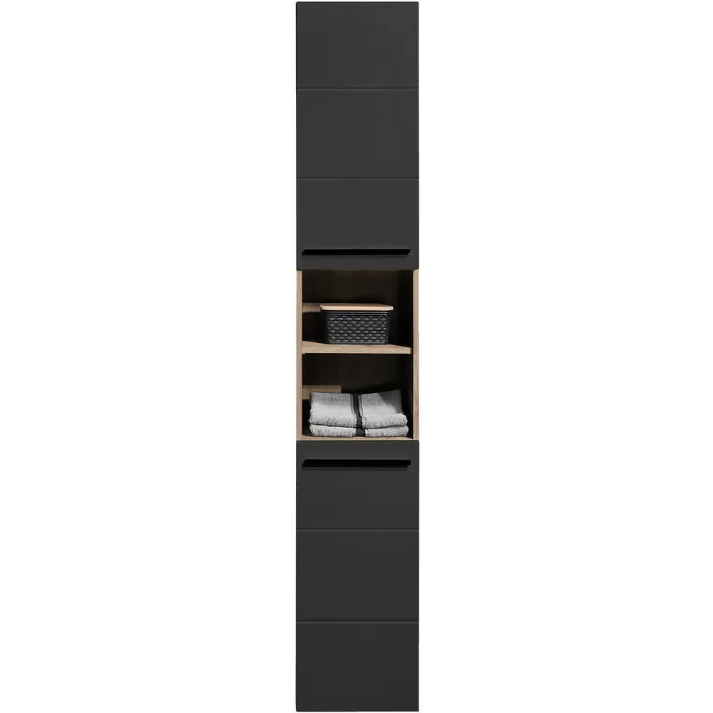 Vista 2 Door Tall Cabinet - Black, Viking Oak