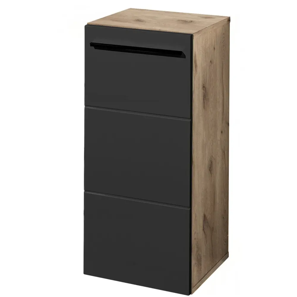 Vista Single Door Storage Cabinet - Black, Viking Oak