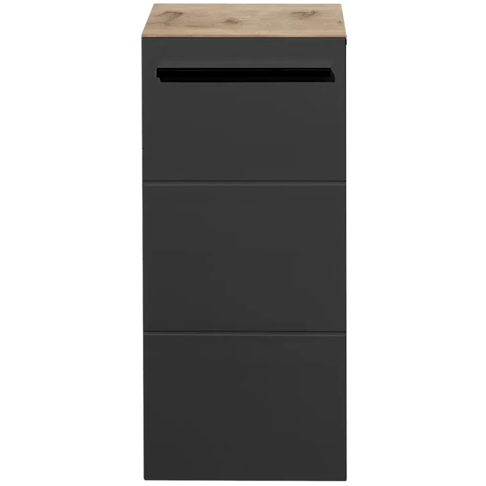 Vista Single Door Storage Cabinet - Black, Viking Oak