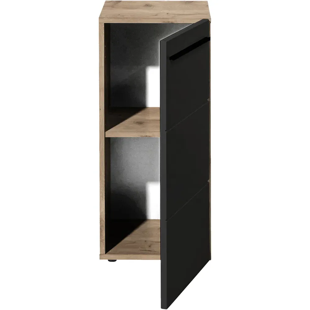 Vista Single Door Storage Cabinet - Black, Viking Oak