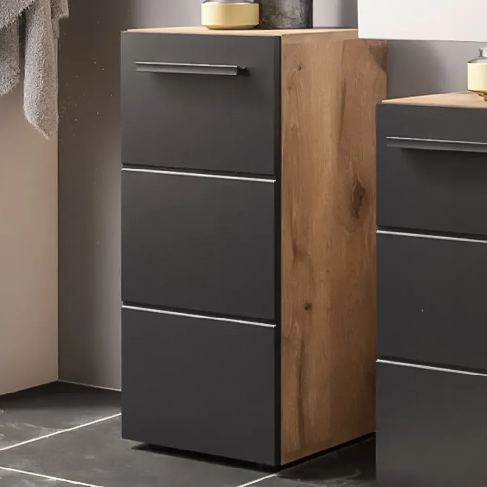 Vista Single Door Storage Cabinet - Black, Viking Oak image