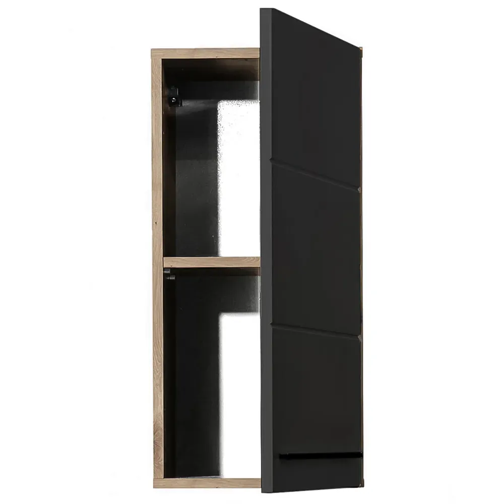Vista Single Door Tall Wall Storage Unit - Black, Viking Oak