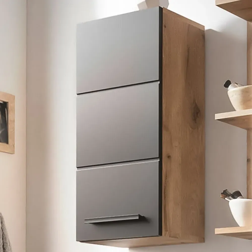 Vista Single Door Tall Wall Storage Unit - Black, Viking Oak image