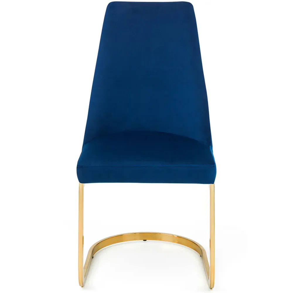 Vittoria Cantilever Set of 2 Dining Chairs - Blue, Velvet