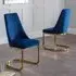 Vittoria Cantilever Set of 2 Dining Chairs - Blue, Velvet