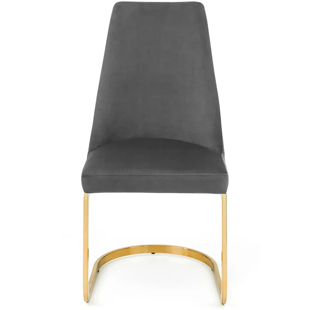 Vittoria Cantilever Set of 2 Dining Chairs - Grey, Velvet