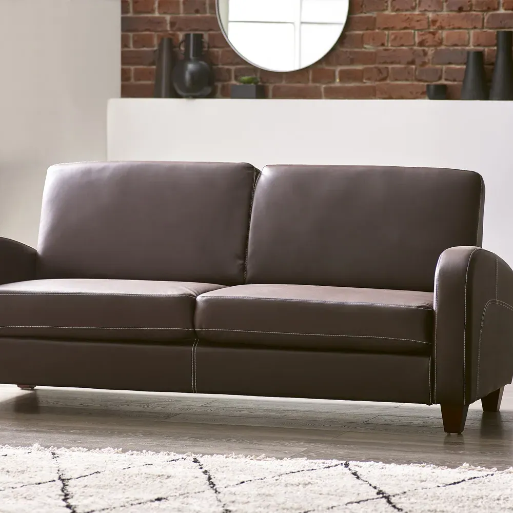 Vivo 3-Seater Sofa - Brown, Faux Leather
