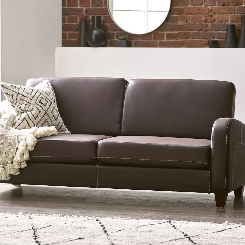 Vivo 3-Seater Sofa - Brown, Faux Leather