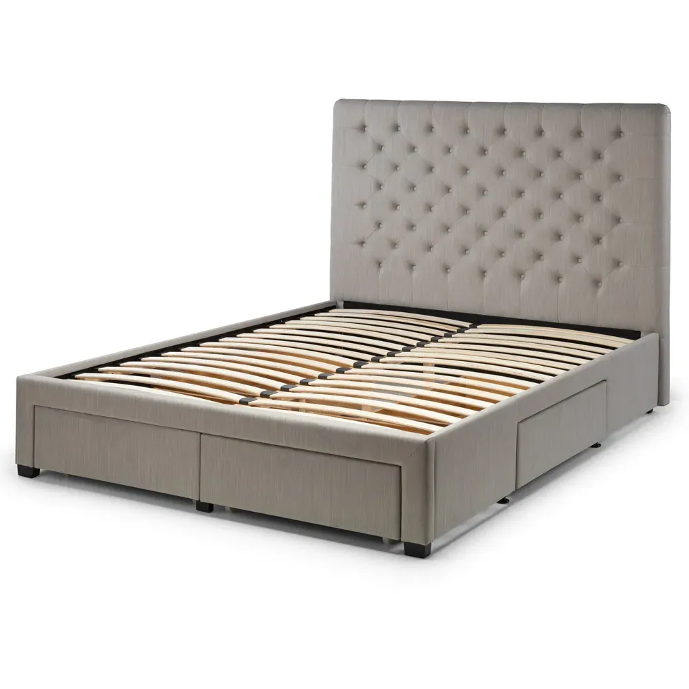 Wilton Super King Bed Frame with Storage - Grey, Linen